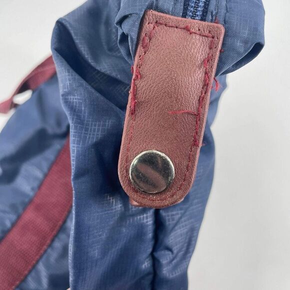 VTG Yves St Laurent Women's Nylon Zip Contrast Burgundy Handle Tote Bag Blue - Picture 8 of 10